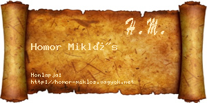 Homor Miklós névjegykártya